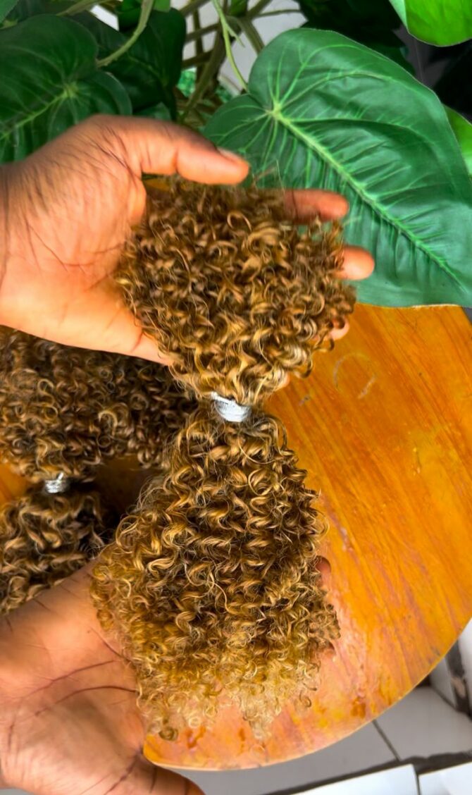 18 inches Curly Star Micro Twists Extension Bundles in Light Blonde 27/613 - Image 3
